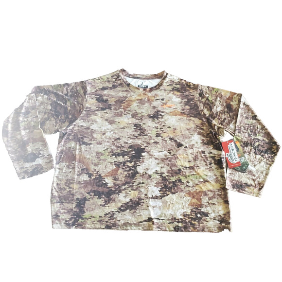 Habit Doss Cabin Camo Tee-Long Sleeve Mens 2XL Brown Camo New Quality Built LOGO - Picture 1 of 16